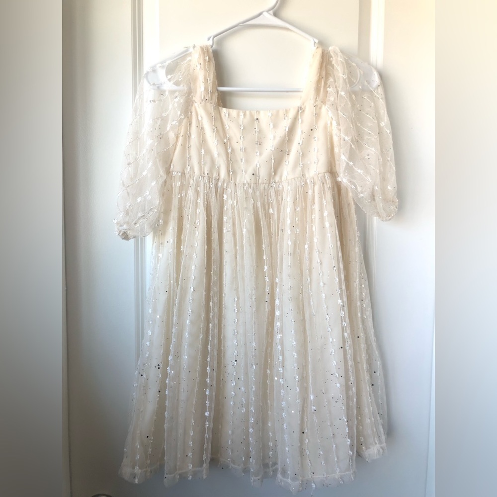 Wonder Nation cream sequin girls dress